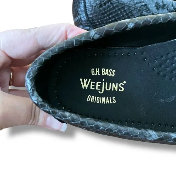 Bass Weejuns Womens Whitney Penny Loafer Sz 8 Gray Black Snake Embossed Leather - Picture 6 of 7
